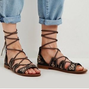 Forever 21 Gladiator Black embroidered Sandals